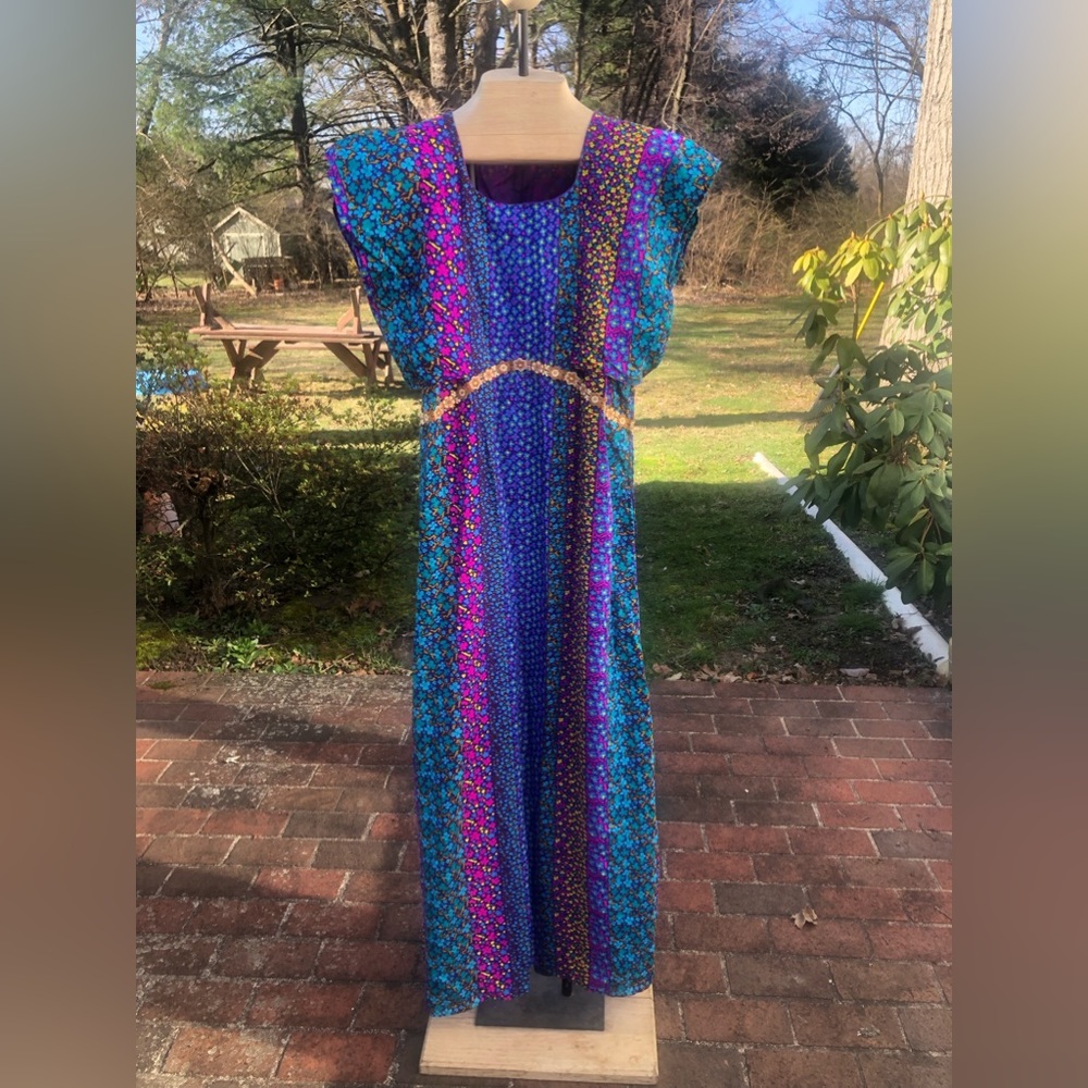 Hippie 60s boho 70s Goddess Psychedelic Maxi dress